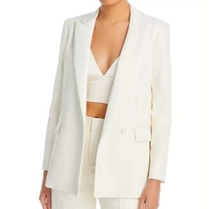 Alice + Olivia Ivory Vegan Leather Double Breasted Blazer
